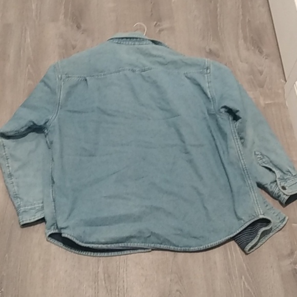 Men's vintage fleece lined denim jacket shirt - Picture 6 of 15